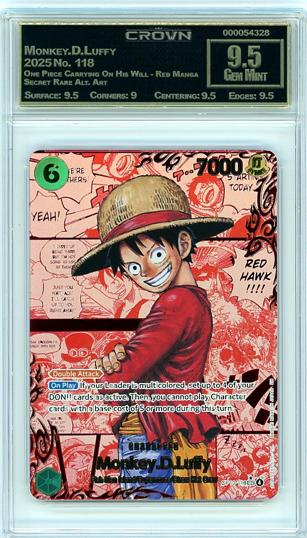 Crown Graded Monkey D. Luffy Red Manga Secret Rare Alt Art